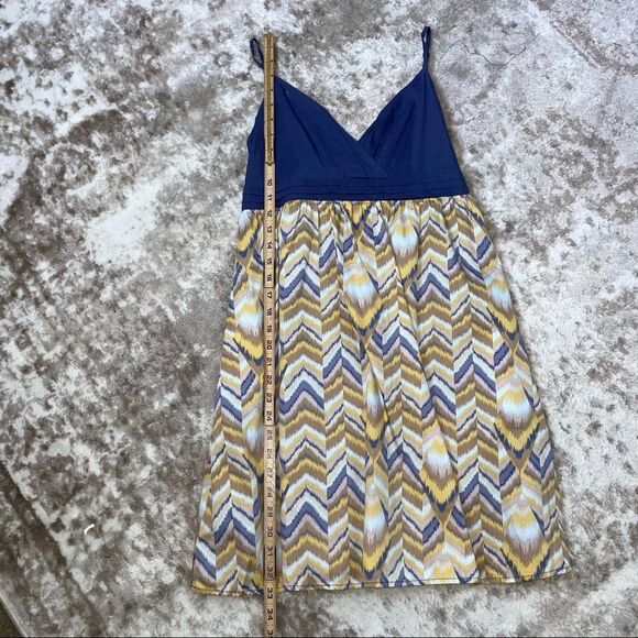 Vintage BCBG Sweetheart Mini Dress M Blue Chevron Spaghetti Straps SZ M - Picture 10 of 11